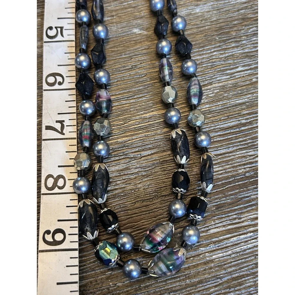Vintage Multi Strand Necklace Clip On Earrings Set Japan